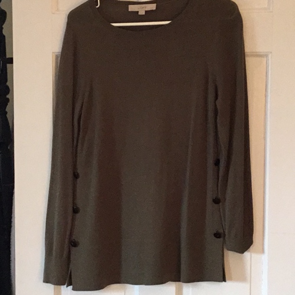 Olive green Button on side sweater